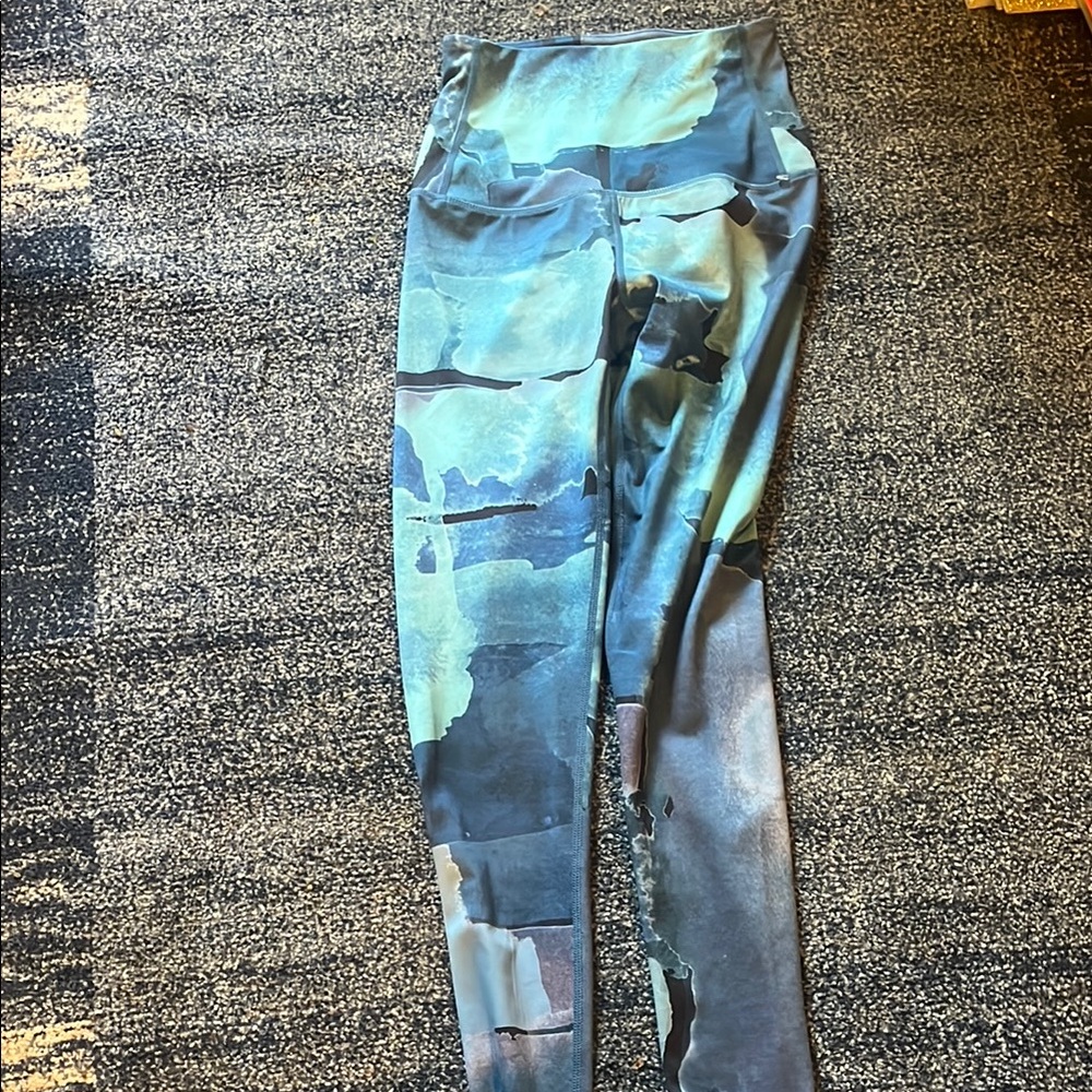 Zella Blue and Green Leggings Comfortable Stretchy Fit